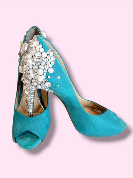 Gianni Bini Shoes - Gianni Bini Custom Embellished Peep Toe Heels Size 10